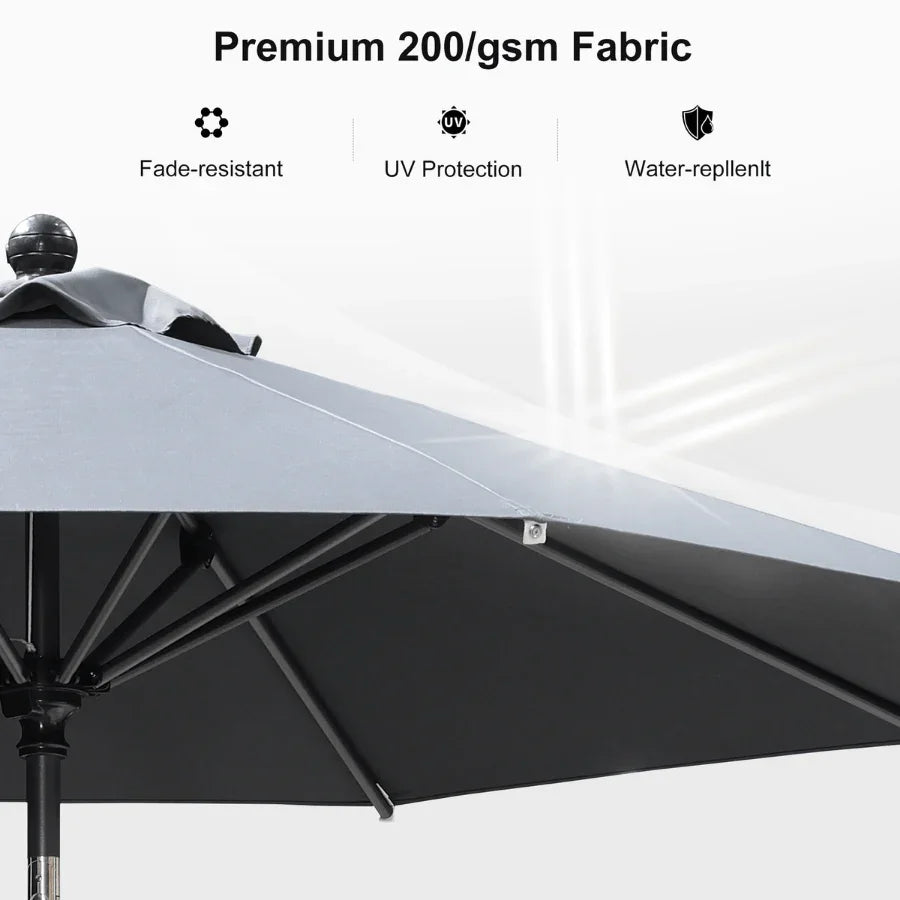 PURPLE LEAF Crank and Tilt Rectangular Outdoor Patio Market Umbrella with Base