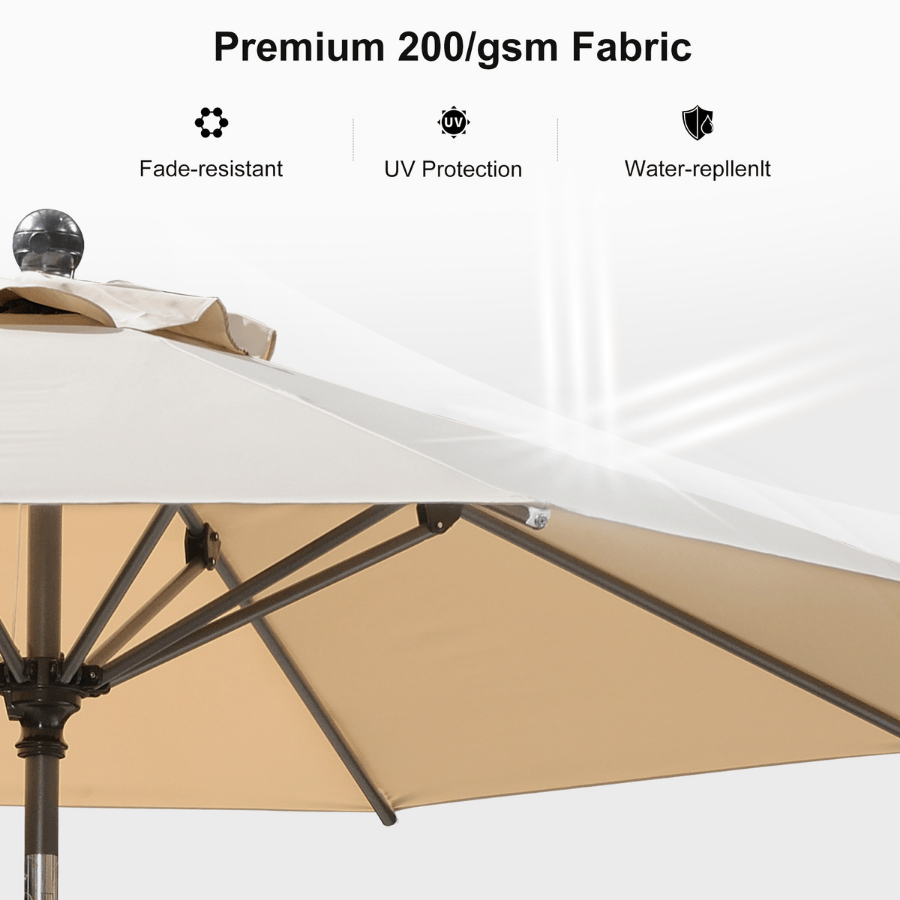 PURPLE LEAF Round Tilting Patio Umbrella with Base, Milan Porch Table Umbrella