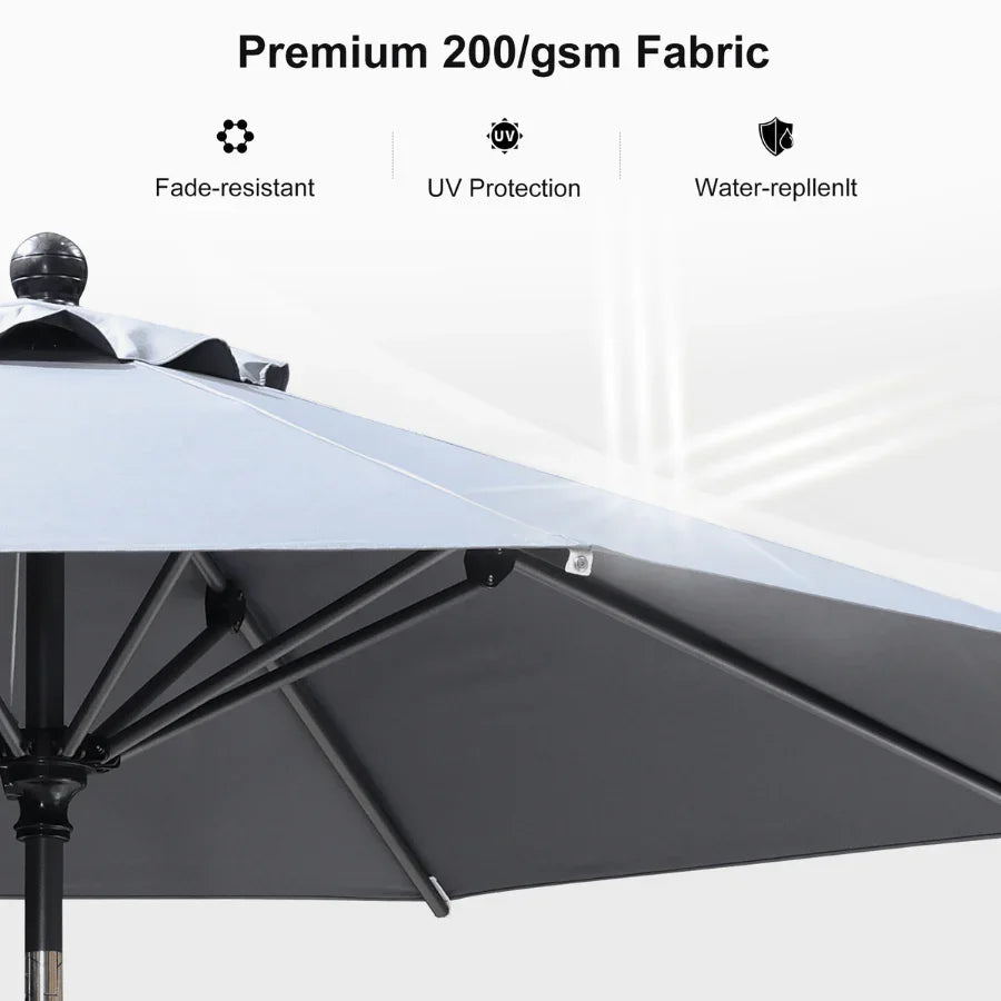 PURPLE LEAF Crank and Tilt Rectangular Outdoor Patio Market Umbrella with Base