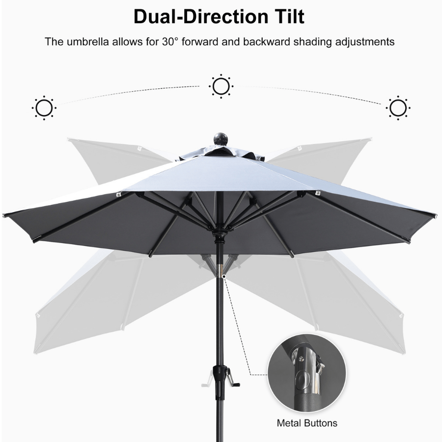 PURPLE LEAF Round Tiltable Patio Umbrella Poolside Porch Table Umbrella