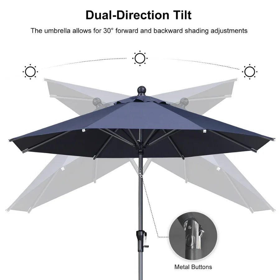 PURPLE LEAF Crank and Tilt Rectangular Outdoor Patio Market Umbrella with Base