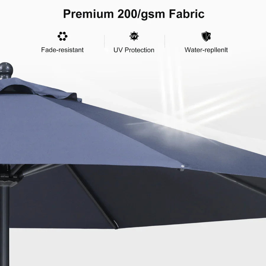 PURPLE LEAF Crank and Tilt Rectangular Outdoor Patio Market Umbrella with Base