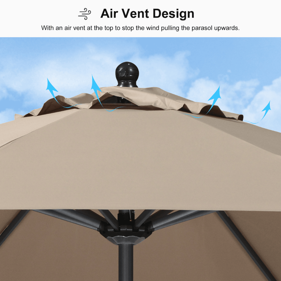 PURPLE LEAF Round Tilting Patio Umbrella with Base, Milan Porch Table Umbrella