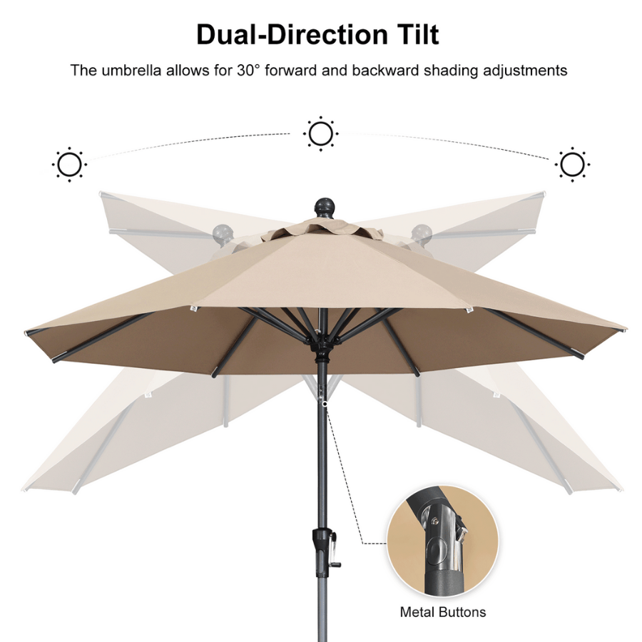 PURPLE LEAF Round Tilting Patio Umbrella with Base, Milan Porch Table Umbrella