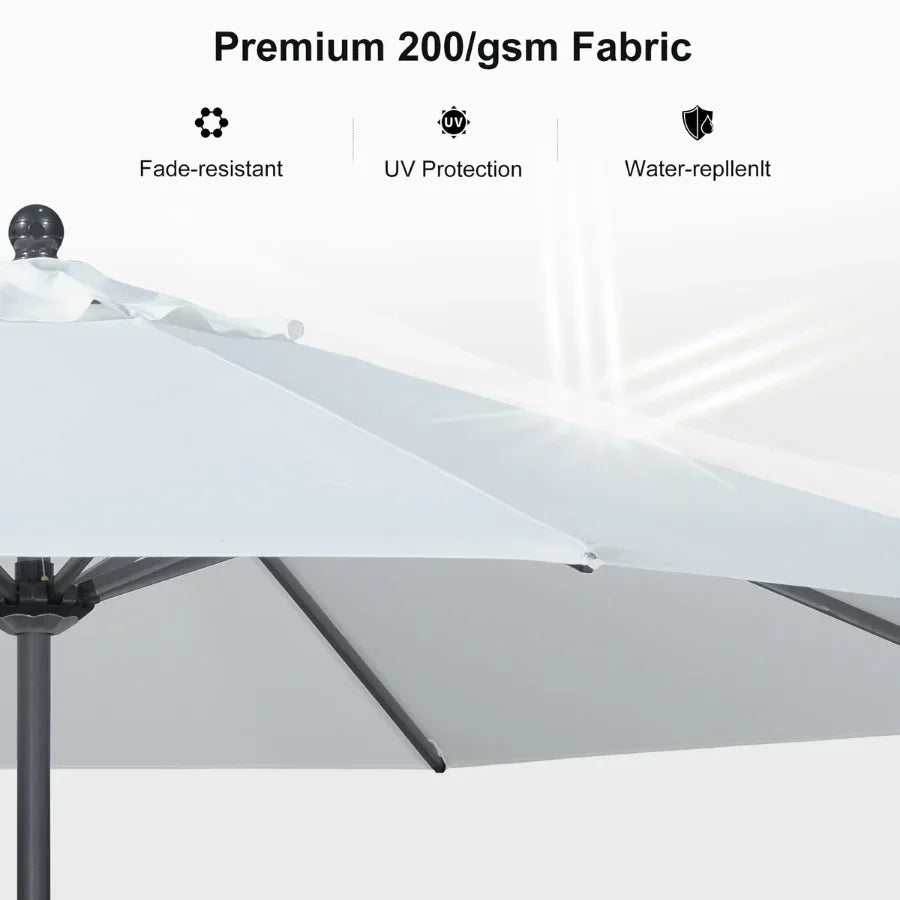PURPLE LEAF Crank and Tilt Rectangular Outdoor Patio Market Umbrella with Base
