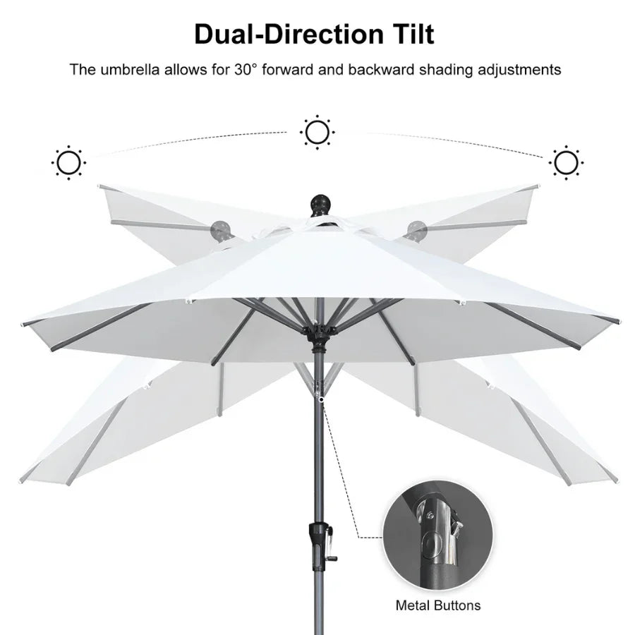 PURPLE LEAF Crank and Tilt Rectangular Outdoor Patio Market Umbrella with Base