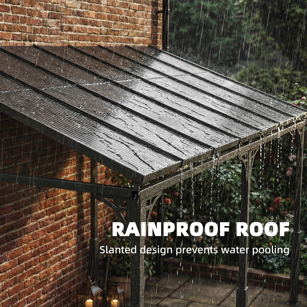 13' x 10' Lean-to Gazebo with Polycarbonate Roof, Brown