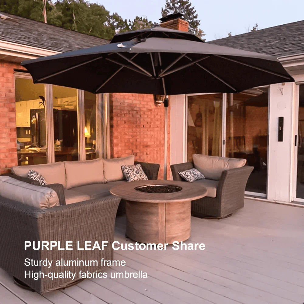 PURPLE LEAF Round Cantilever Patio Umbrella Heavy Duty Umbrella for Porch Garden Pool