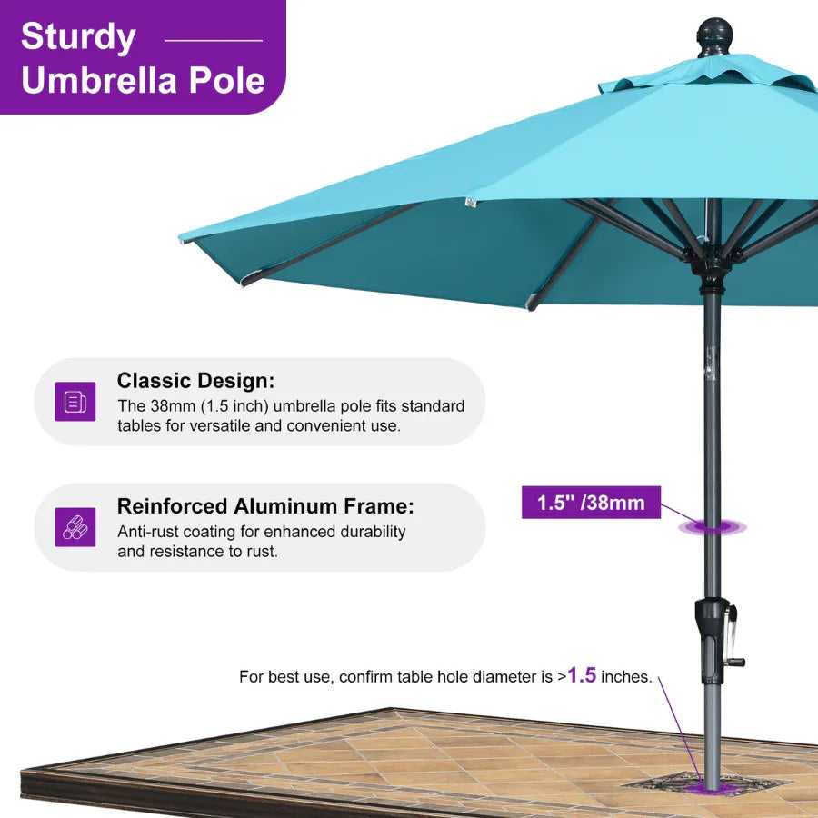 PURPLE LEAF Crank and Tilt Rectangular Outdoor Patio Market Umbrella with Base