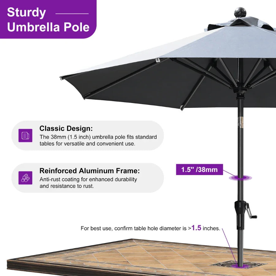 PURPLE LEAF Crank and Tilt Rectangular Outdoor Patio Market Umbrella with Base