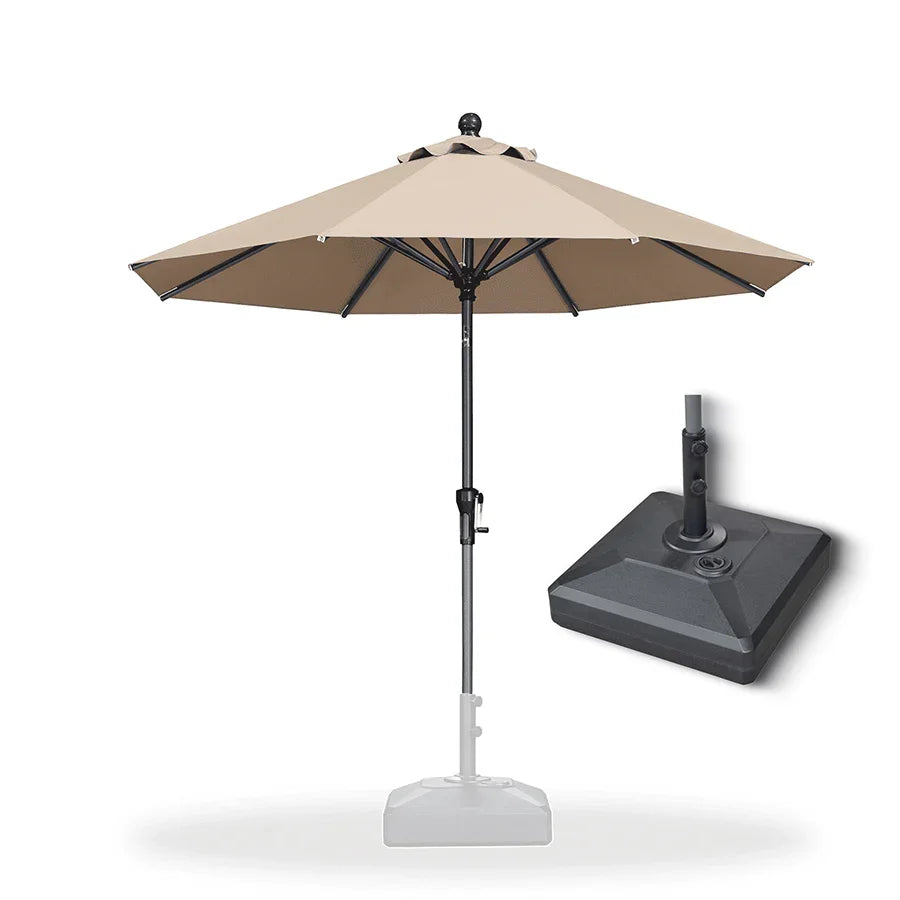 PURPLE LEAF Crank and Tilt Rectangular Outdoor Patio Market Umbrella with Base