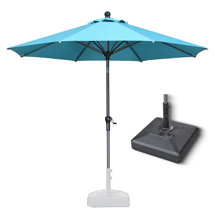 PURPLE LEAF Crank and Tilt Rectangular Outdoor Patio Market Umbrella with Base