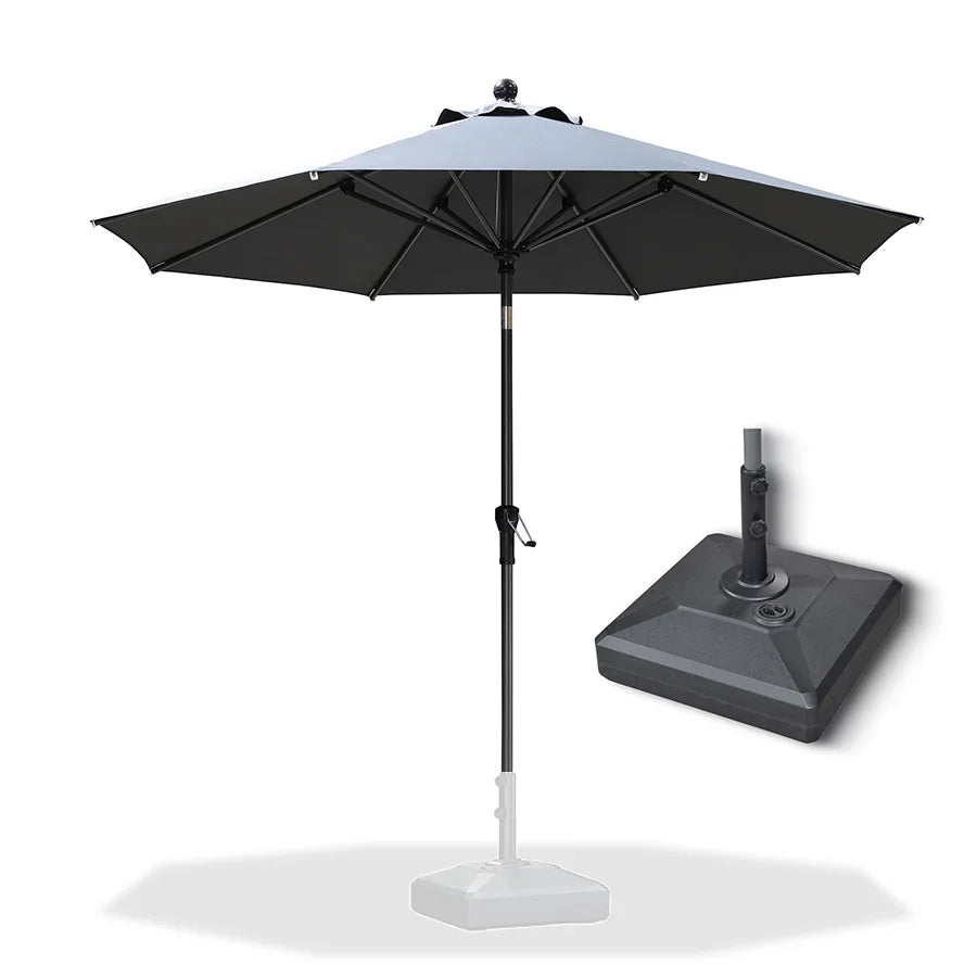 PURPLE LEAF Crank and Tilt Rectangular Outdoor Patio Market Umbrella with Base