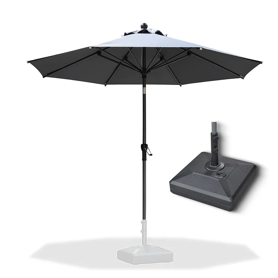 PURPLE LEAF Crank and Tilt Rectangular Outdoor Patio Market Umbrella with Base