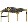 PerArbor 10' x 14' Wooden Lean-to Gazebo with Galvanized Steel Sloped Roof and Bar Shelf