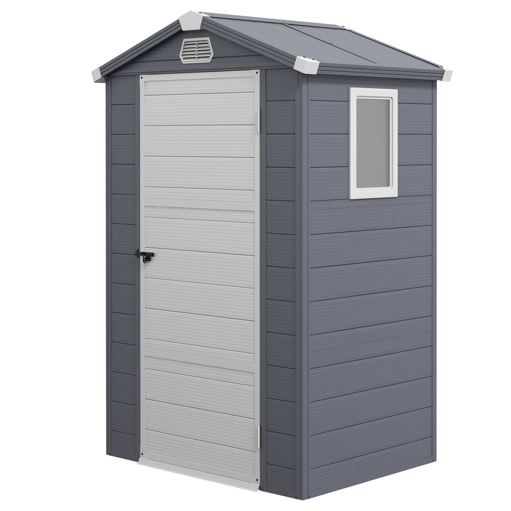 4.4' x 3.3' Garden Storage Shed with Aluminum Frame, Latched Door & Air Vents, Grey