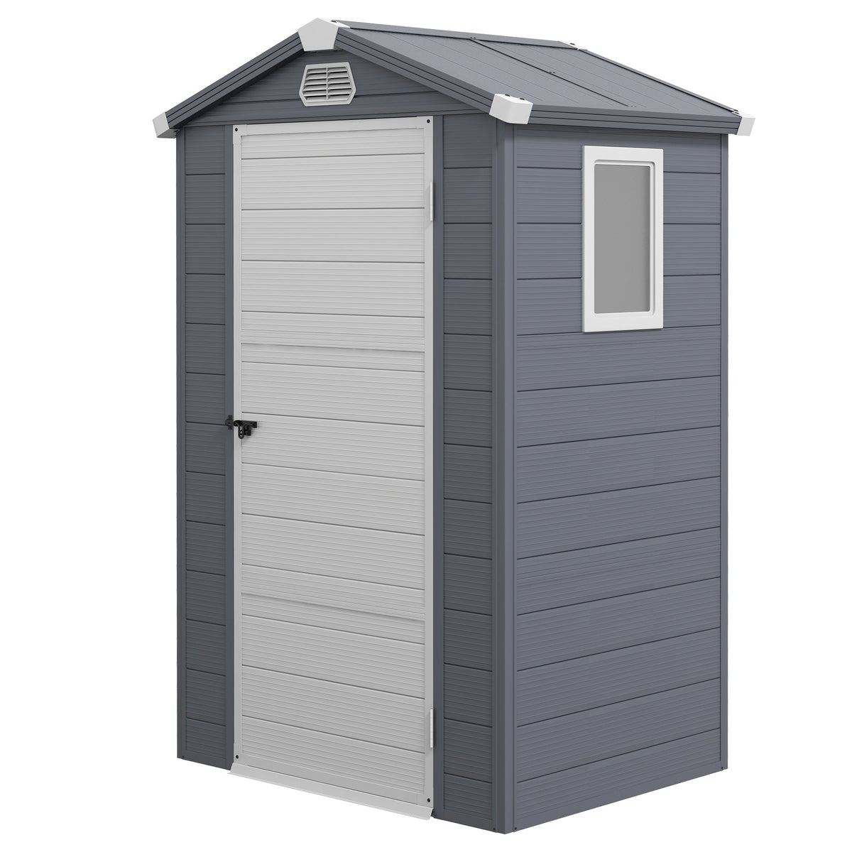 4.4' x 3.3' Garden Storage Shed with Aluminum Frame, Latched Door & Air Vents, Grey