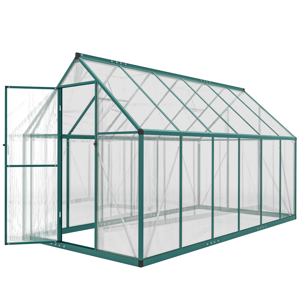 11' x 6' Polycarbonate Walk-in Greenhouse, Dark Green
