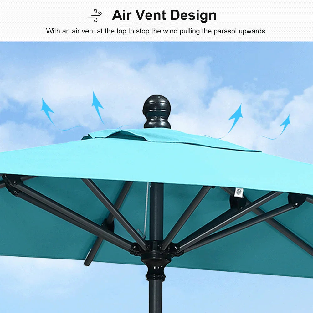 PURPLE LEAF Crank and Tilt Rectangular Outdoor Patio Market Umbrella with Base