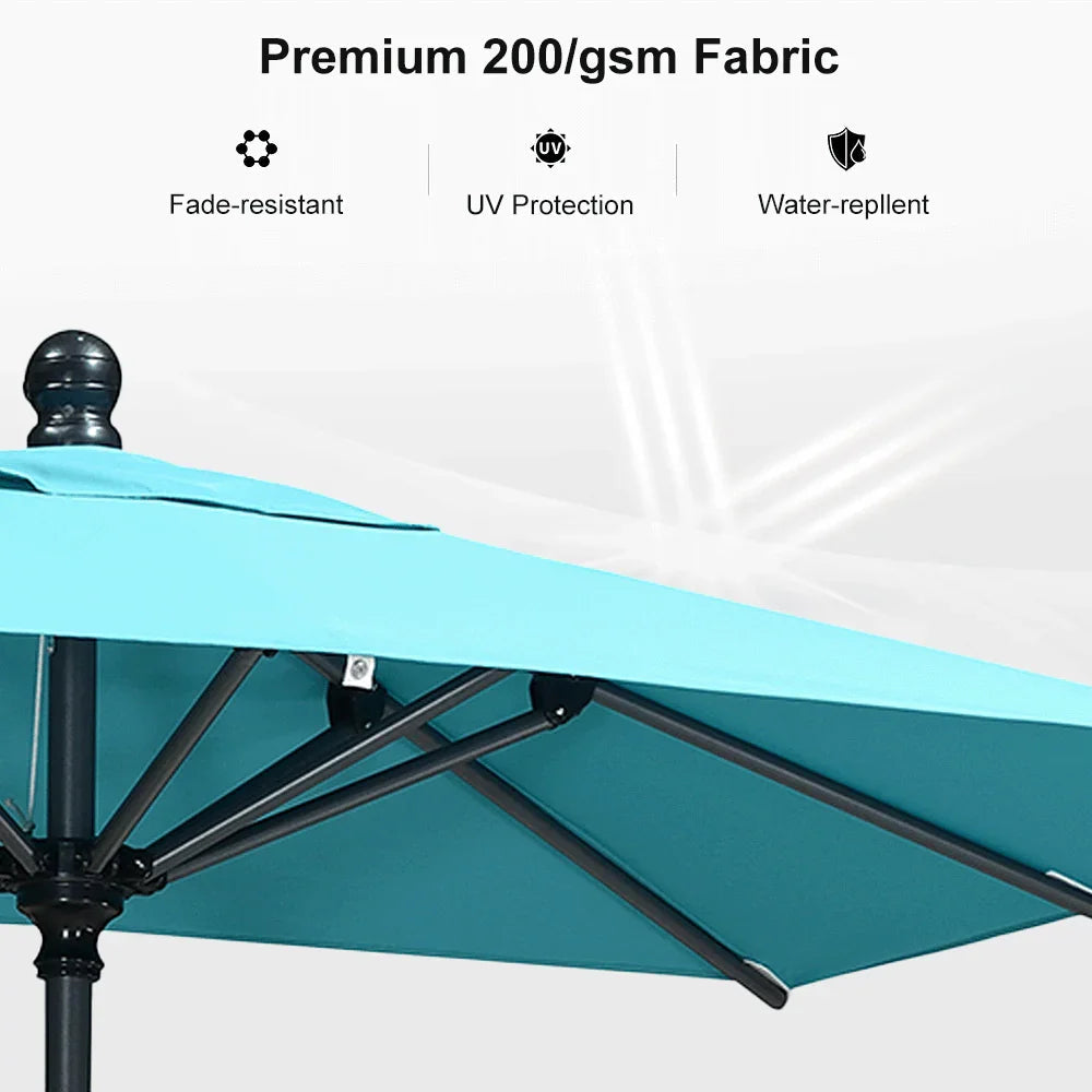PURPLE LEAF Crank and Tilt Rectangular Outdoor Patio Market Umbrella with Base