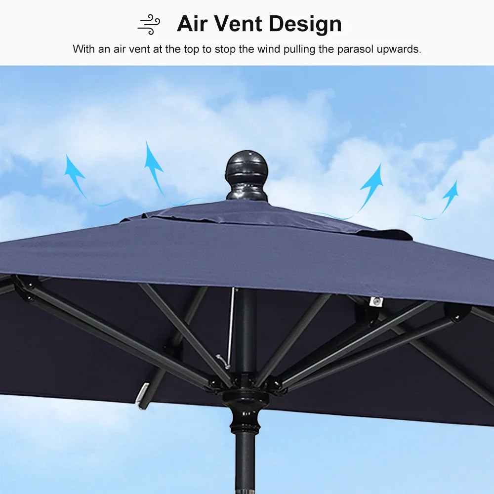 PURPLE LEAF Crank and Tilt Rectangular Outdoor Patio Market Umbrella with Base