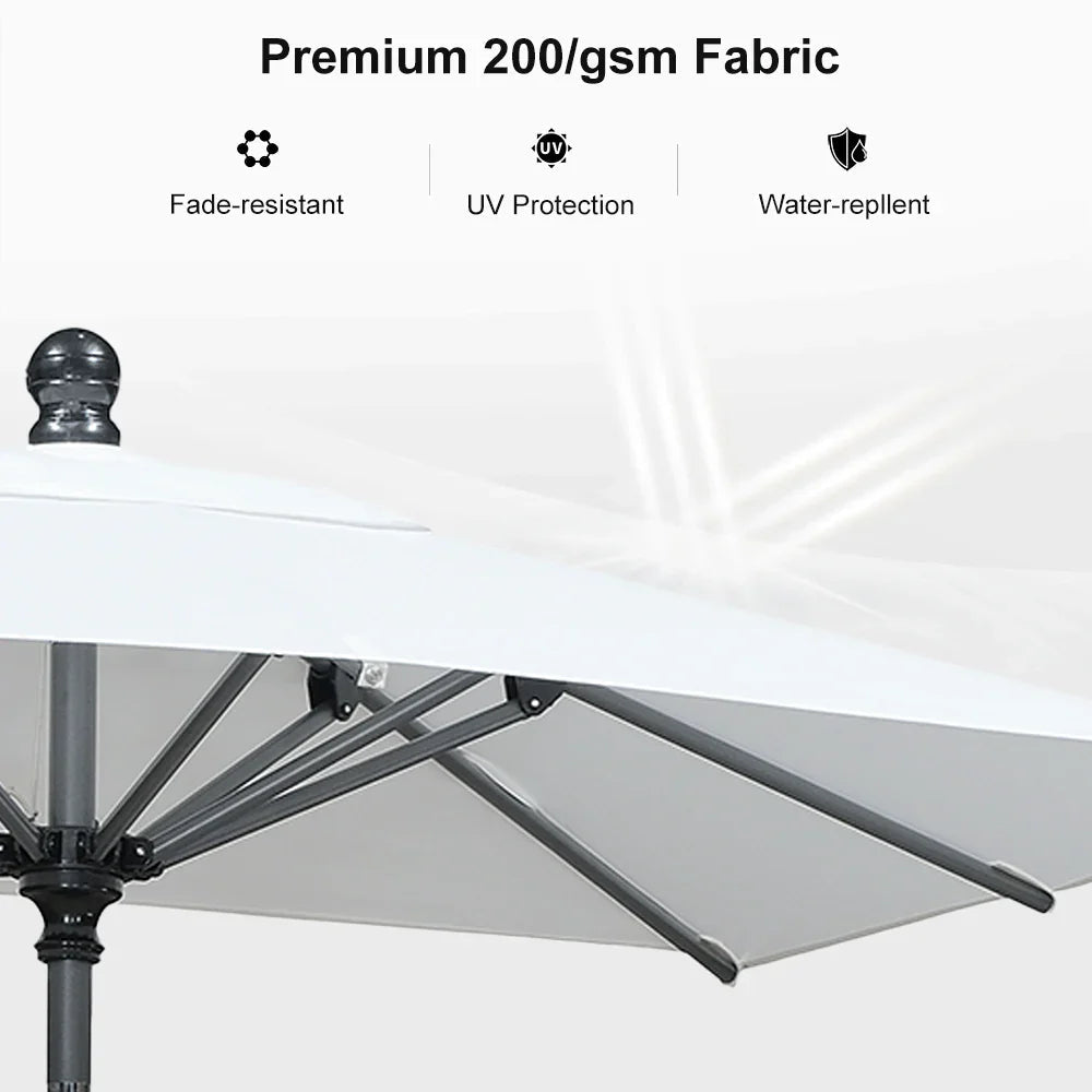 PURPLE LEAF Crank and Tilt Rectangular Outdoor Patio Market Umbrella with Base