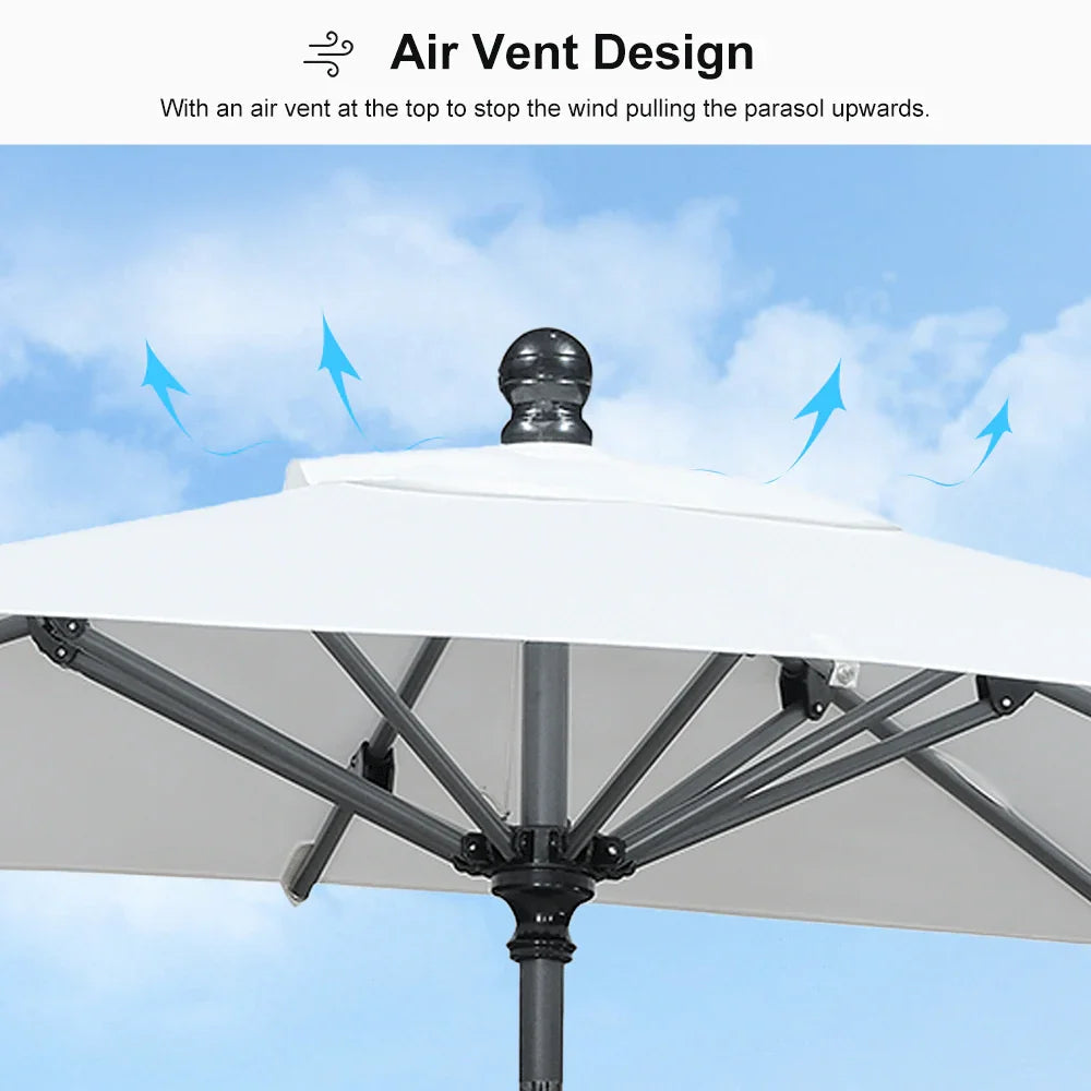 PURPLE LEAF Crank and Tilt Rectangular Outdoor Patio Market Umbrella with Base