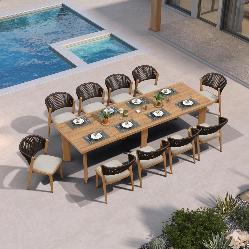 PURPLE LEAF 7 / 9 / 11 pcs Outdoor Dining Set Patio Dining Furniture for Lawn Backyard Deck Brown