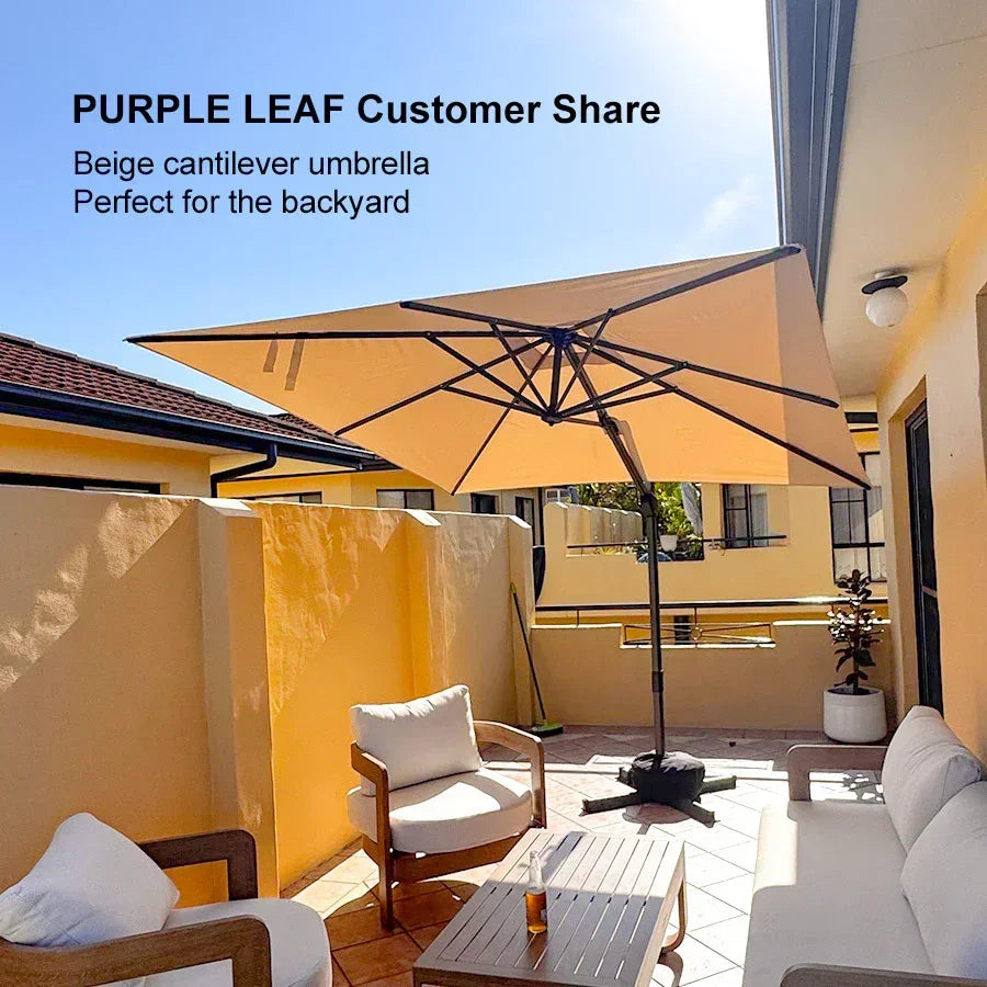 PURPLE LEAF Affordable Patio Umbrella with Base, Square and Rectangular Outdoor Umbrella