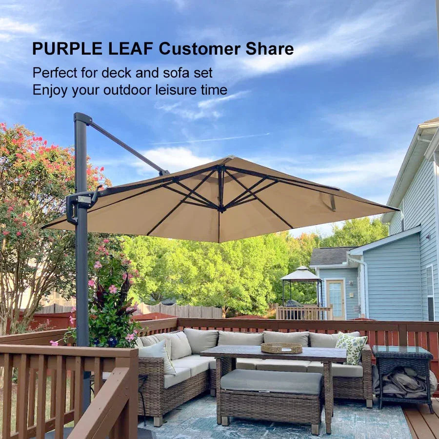 PURPLE LEAF Affordable Patio Umbrella with Base, Square and Rectangular Outdoor Umbrella
