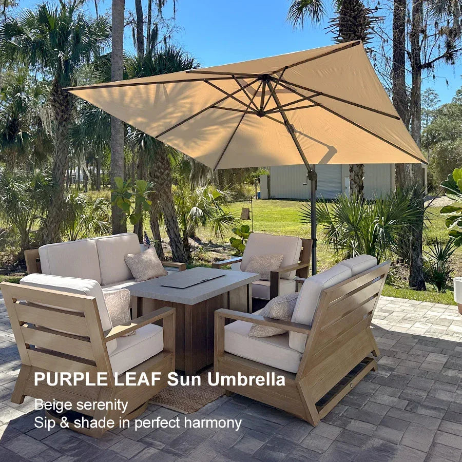 PURPLE LEAF Affordable Patio Umbrella with Base, Square and Rectangular Outdoor Umbrella