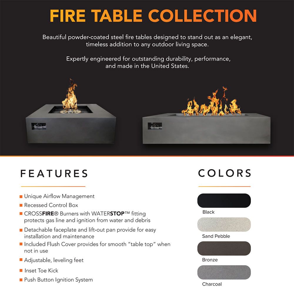 WARMING TRENDS S48 AON – Table brasero à gaz carrée 48 pouces