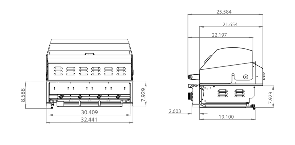 TrueFlame E Series 32" – Barbecue à gaz encastrable 4 brûleurs