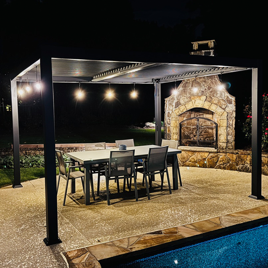 PURPLE LEAF Caesar Outdoor Louvered Pergola Patio Sun Shade Shelter with Adjustable Hardtop Patio Pergola Grey