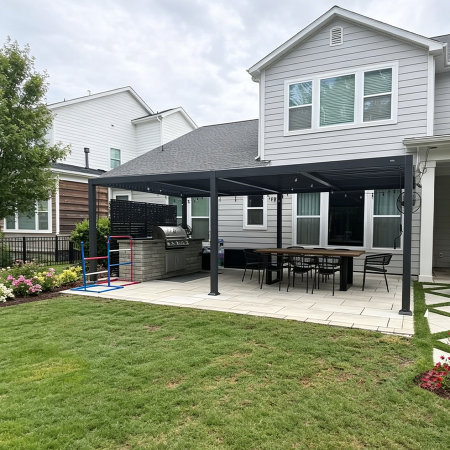 PURPLE LEAF Caesar Outdoor Louvered Pergola Patio Sun Shade Shelter with Adjustable Hardtop Patio Pergola Grey
