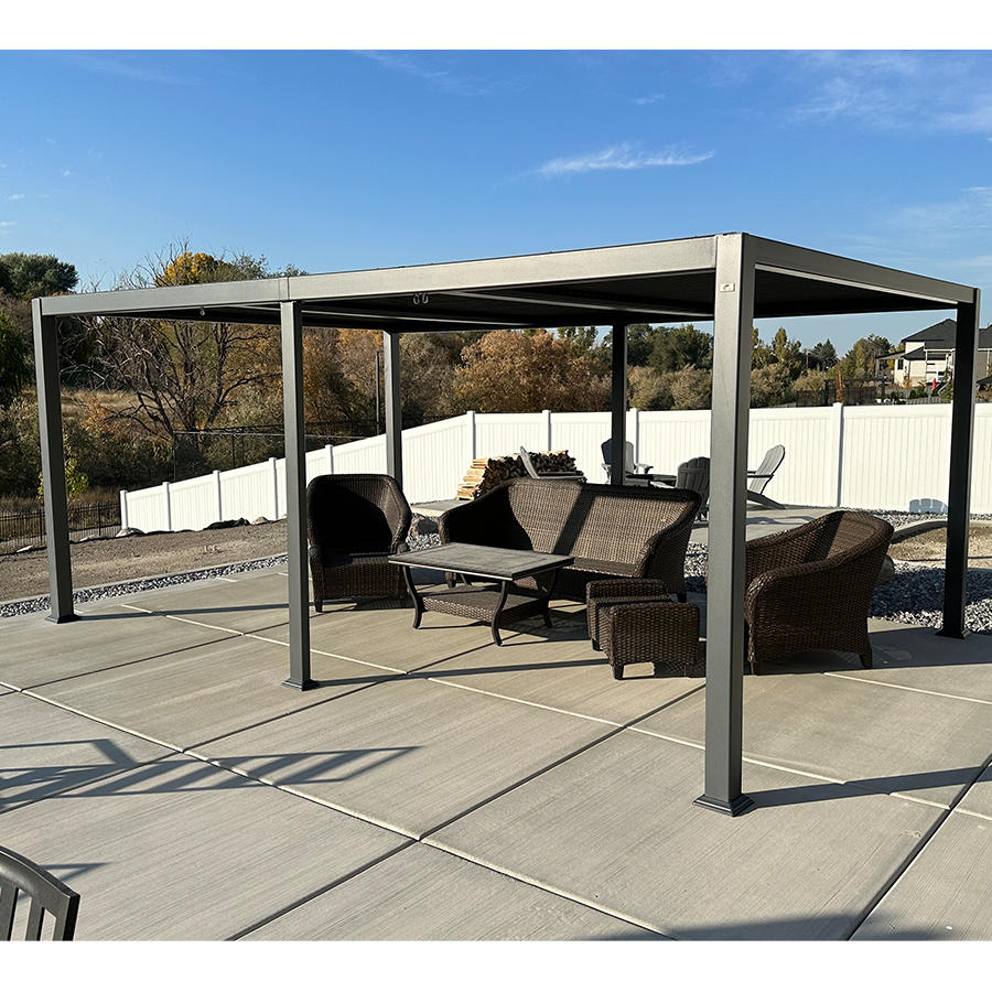 PURPLE LEAF Caesar Outdoor Louvered Pergola Patio Sun Shade Shelter with Adjustable Hardtop Patio Pergola Grey