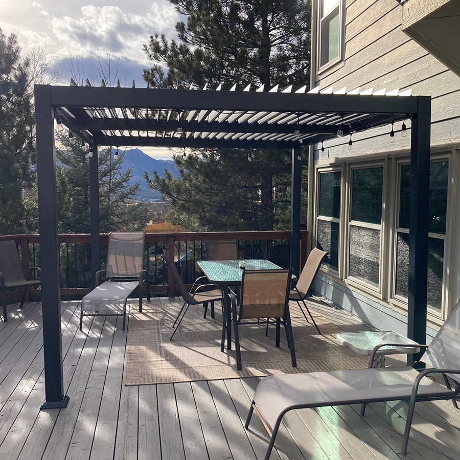 PURPLE LEAF Caesar Outdoor Louvered Pergola Patio Sun Shade Shelter with Adjustable Hardtop Patio Pergola Grey
