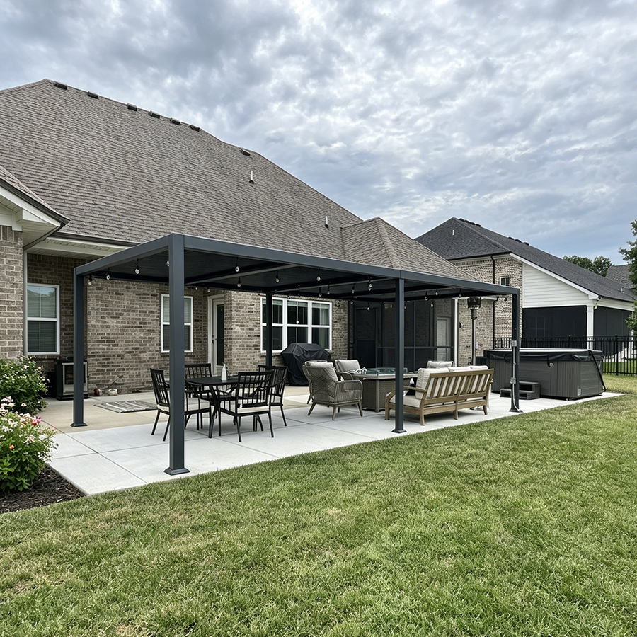 PURPLE LEAF Caesar Outdoor Louvered Pergola Patio Sun Shade Shelter with Adjustable Hardtop Patio Pergola Grey
