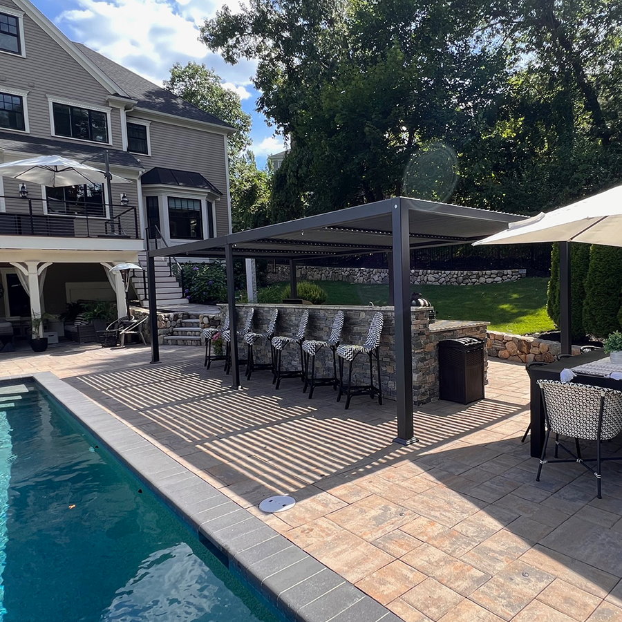 PURPLE LEAF Caesar Outdoor Louvered Pergola Patio Sun Shade Shelter with Adjustable Hardtop Patio Pergola Grey