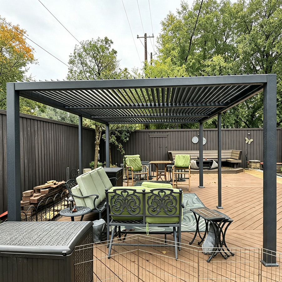 PURPLE LEAF Caesar Outdoor Louvered Pergola Patio Sun Shade Shelter with Adjustable Hardtop Patio Pergola Grey