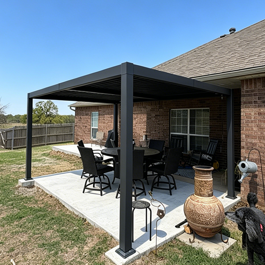 PURPLE LEAF Caesar Outdoor Louvered Pergola Patio Sun Shade Shelter with Adjustable Hardtop Patio Pergola Grey