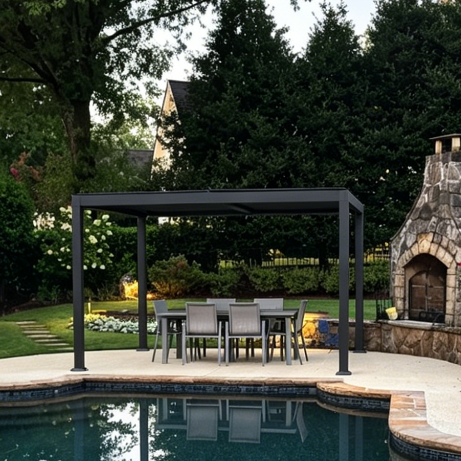 PURPLE LEAF Caesar Outdoor Louvered Pergola Patio Sun Shade Shelter with Adjustable Hardtop Patio Pergola Grey