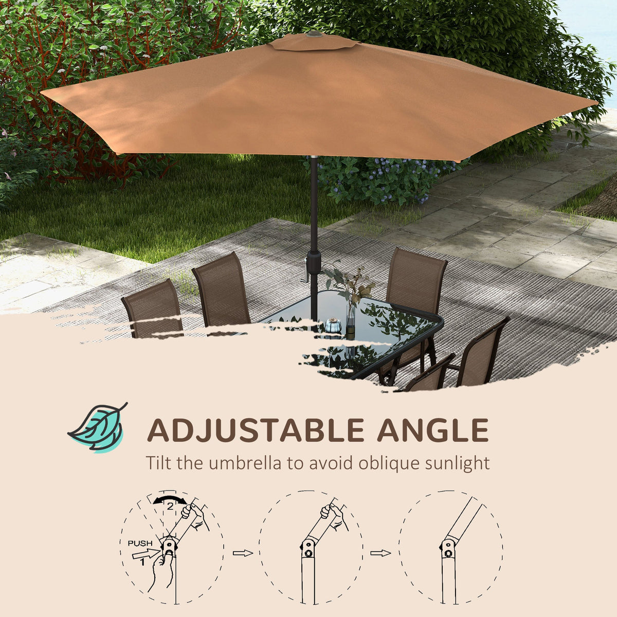 8-Piece Patio Dining Set with 9 Ft Table Umbrella, Mixed Brown