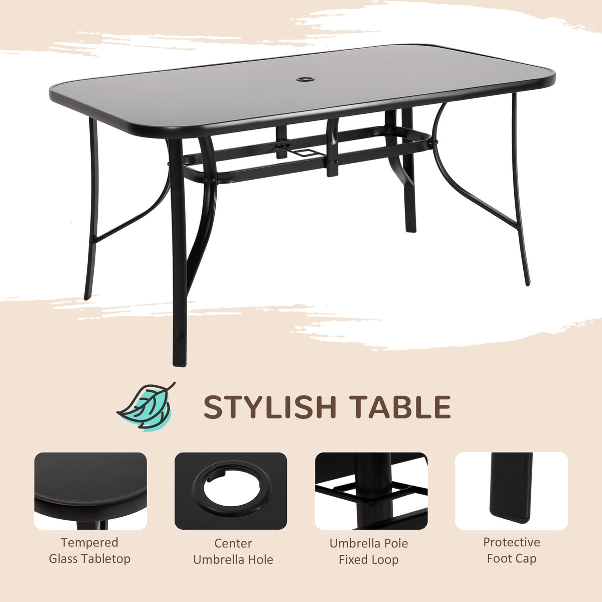 8-Piece Patio Dining Set with 9 Ft Table Umbrella, Mixed Brown