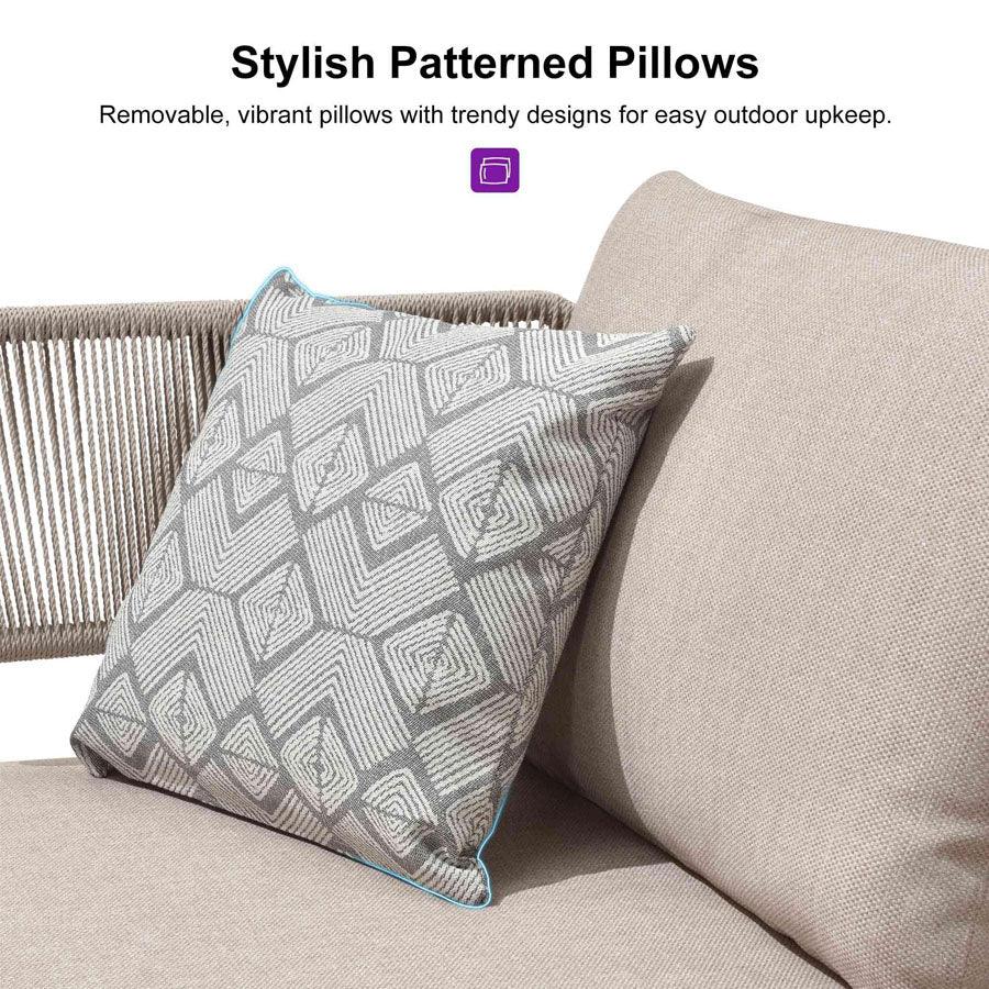 PURPLE LEAF Sicilia L-Shaped Modular Outdoor Sectional with Oatmeal Greige Cushions Flexible Layout for Garden Poolside