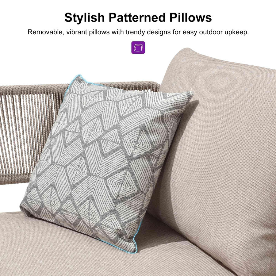 PURPLE LEAF Sicilia Classical Modular Outdoor Sectional with Oatmeal Greige Cushions Flexible Layout for Commercial Spaces