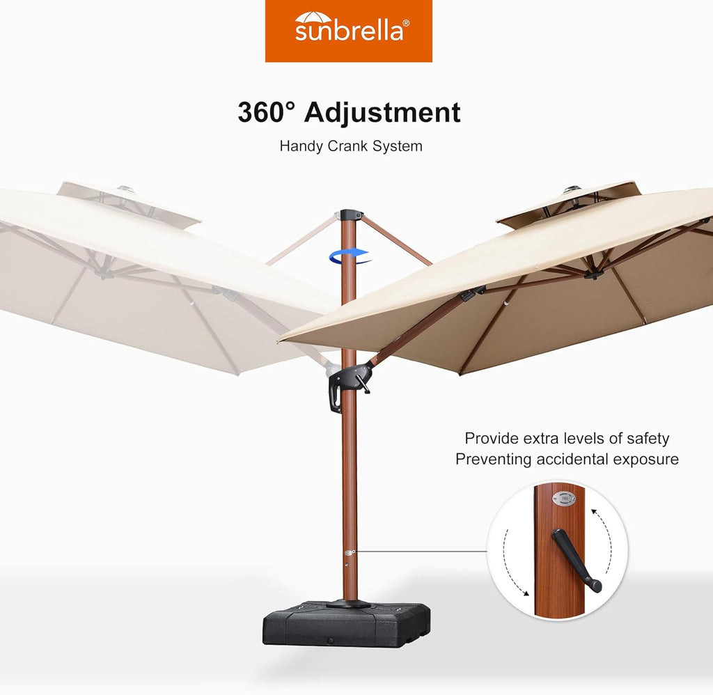 PURPLE LEAF SUNBRELLA Cantilever Umbrella Deluxe Wood Pattern Patio Umbrella