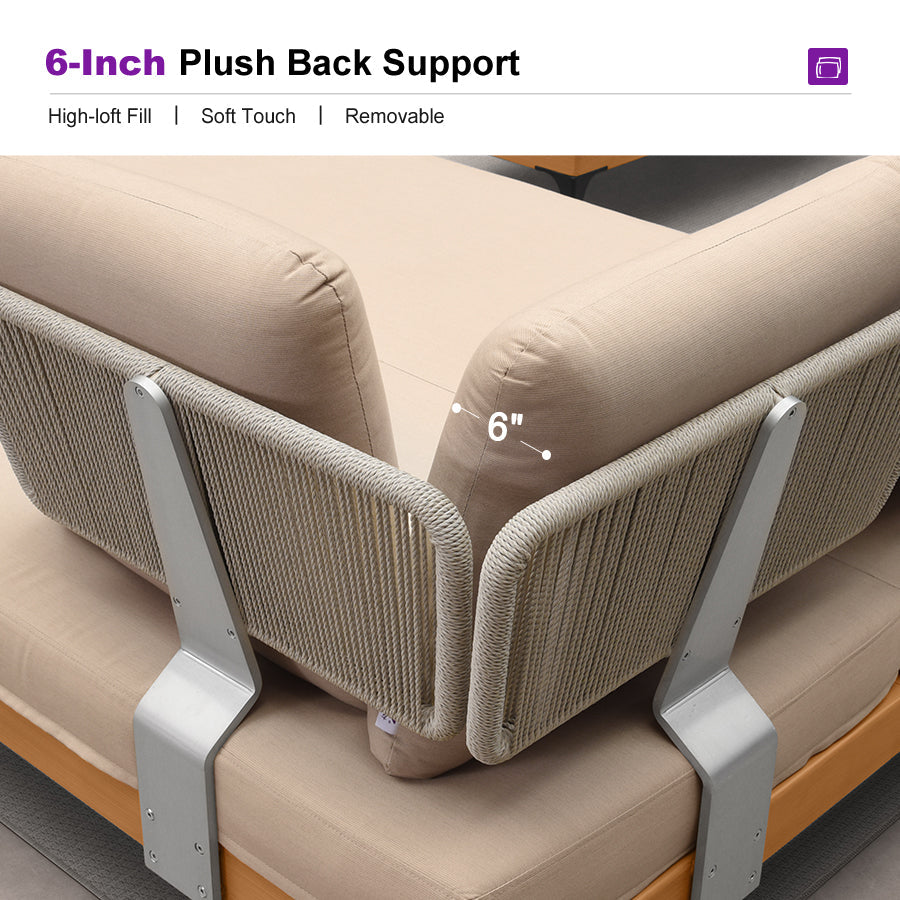 PURPLE LEAF Sicilia L-Shaped Modular Outdoor Sectional with Sunbrella Khaki Cushions Flexible Layout for Poolside Casual Lounge