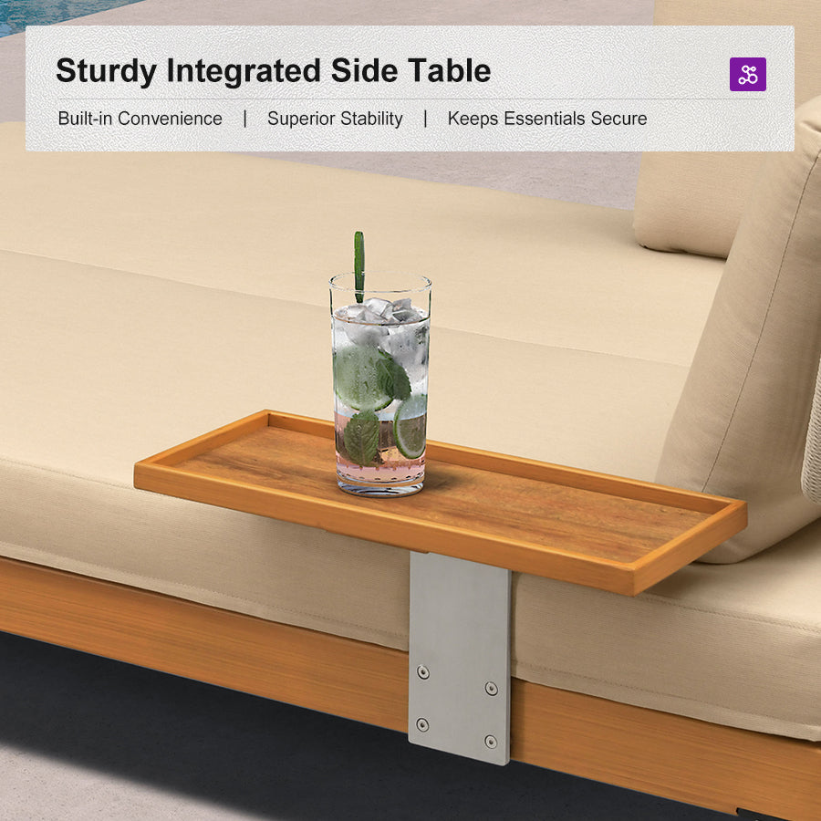 PURPLE LEAF Sicilia L-Shaped Modular Outdoor Sectional with Sunbrella Khaki Cushions Flexible Layout for Poolside Casual Lounge