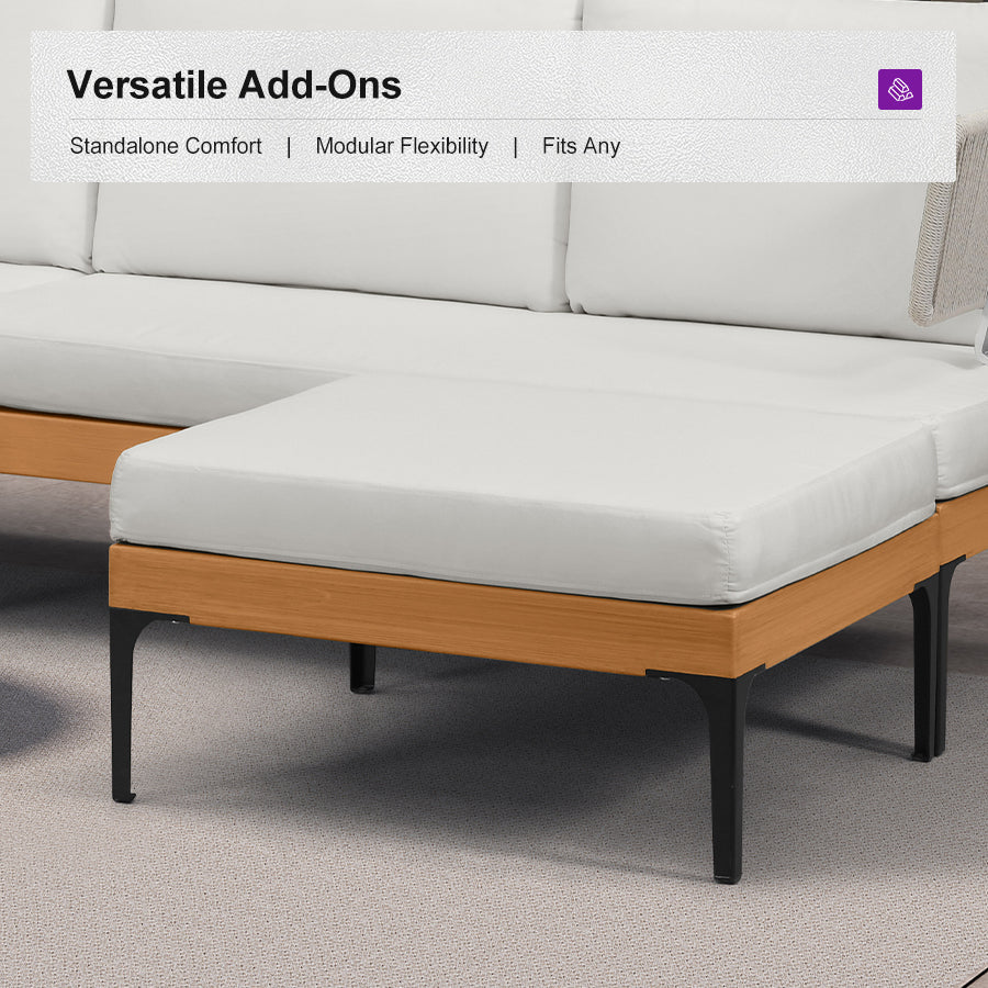 PURPLE LEAF Sicilia Classical Modular Outdoor Sectional with Sunbrella White Cushions Flexible Layout for Boutique Hotel Style Patio